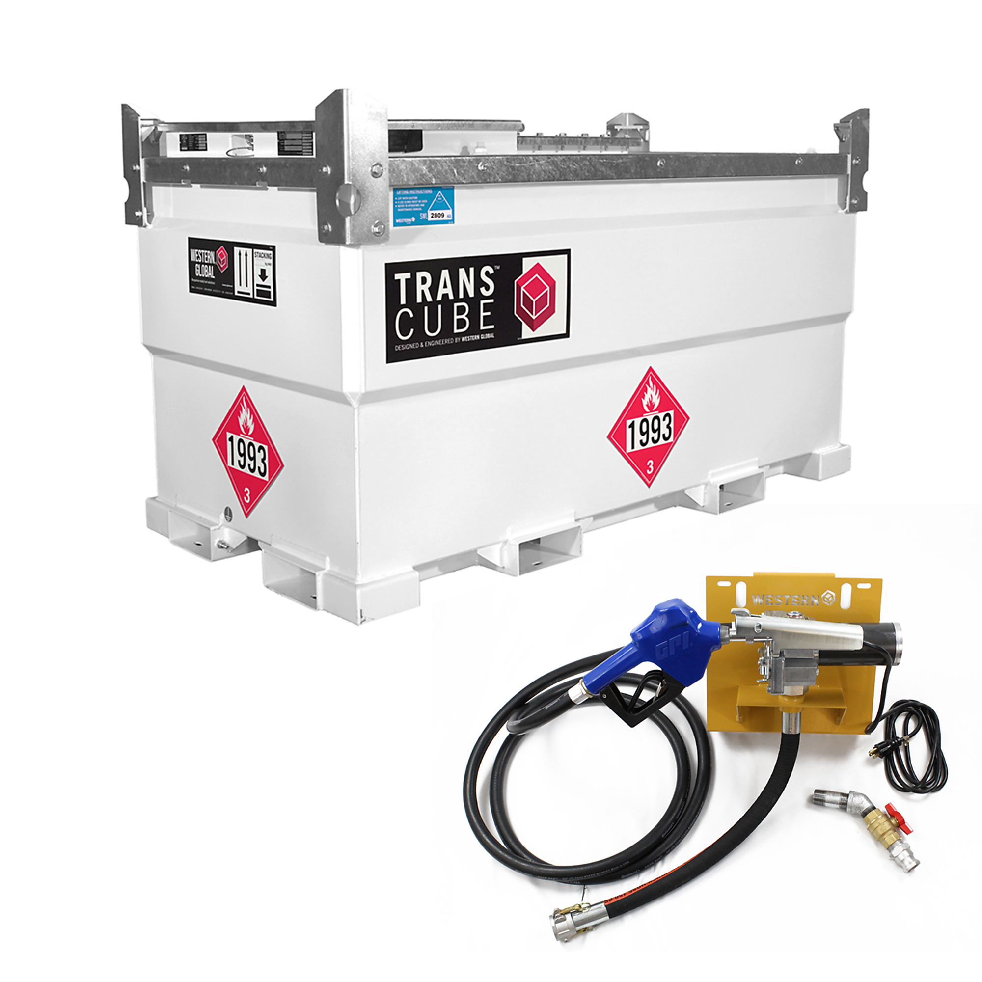 Western Global, TransCube, 552 Gallons, w/ 115V Pump Kit and Gauge, Diesel, Shape Rectangle, Model# TCGWN0020-11512GP-SNN